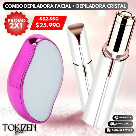 DEPILADORA FACIAL + DEPILADORA DE CRISTAL GRATIS