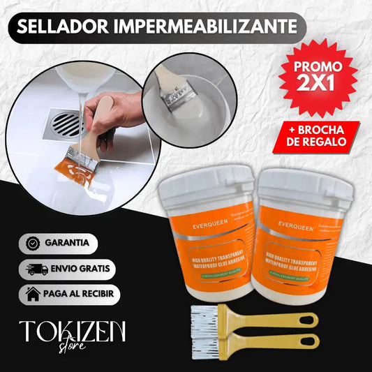 PROMO 2X1 SELLADOR IMPERMEABILIZANTE TRANSPARENTE 300g + 2 BROCHAS DE REGALO